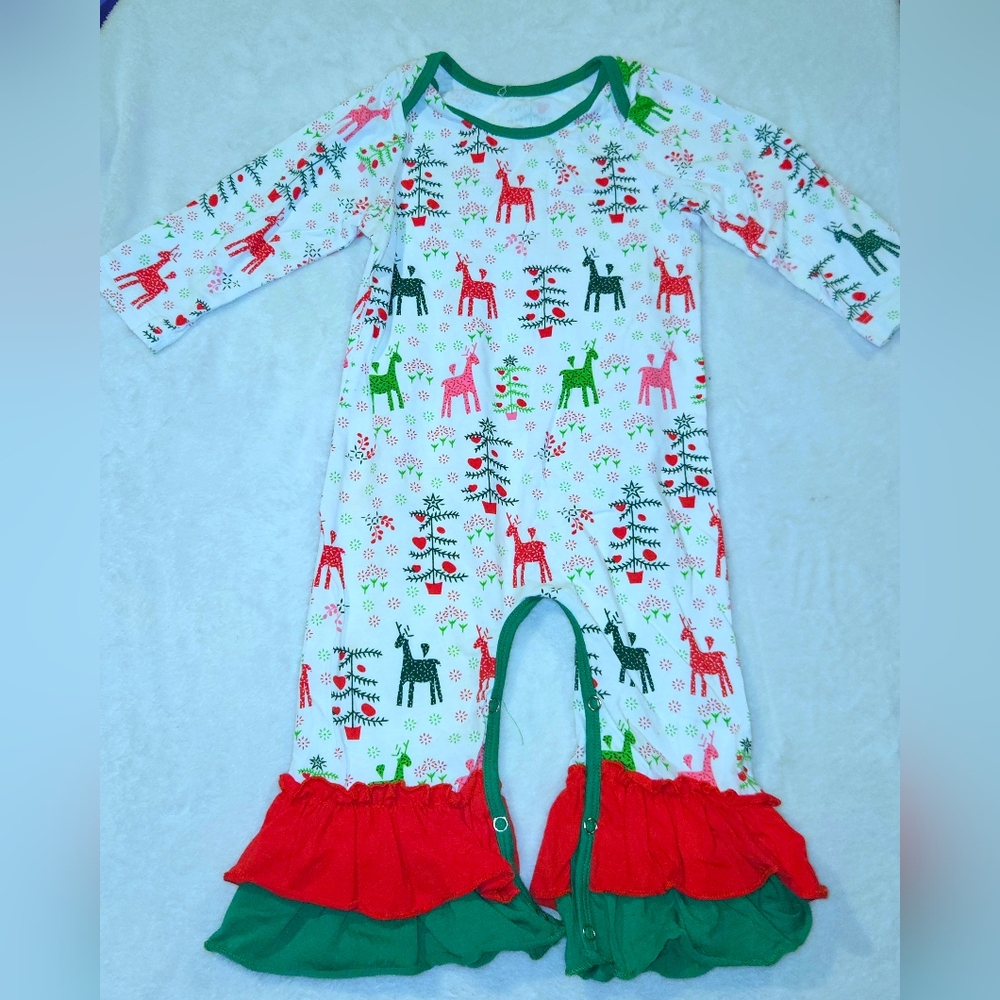 18-24 Month Festive Reindeer Baby Girl Romper Jumper